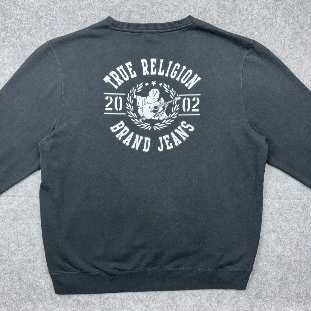 True Religion Sweatshirt Mens 3XL Black‎ TRBJ Crewneck Graphic Pullover Sweater